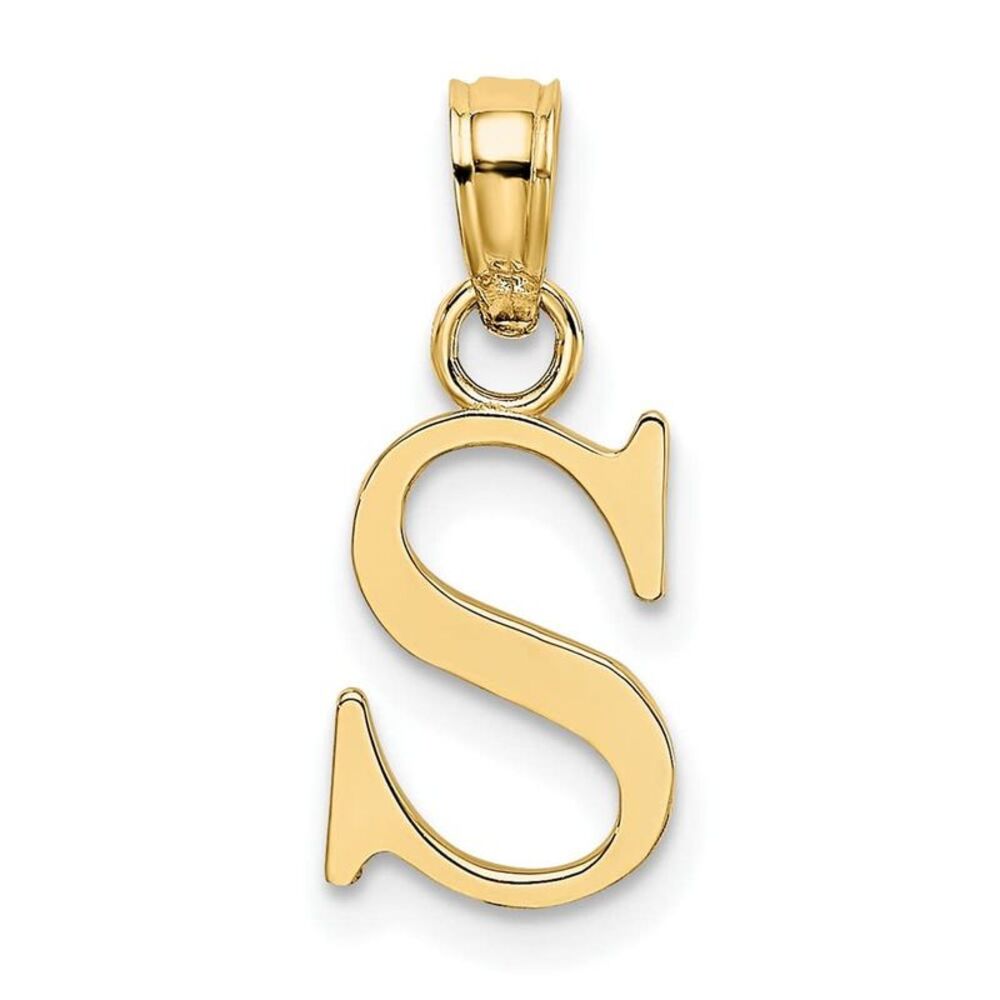10k Yellow Gold Polished S Block Initial Charm - image 6